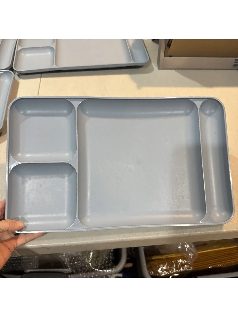 Vtg Set Of 6 Tupperware Cafeteria Divided Trays Potluck TV 1535